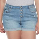 Juniors' Plus Size Mudd&reg; High-waist Midi Shorts, Girl's, Size: 24 W, Med Blue