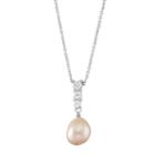 Lily & Lace Silver Tone Dyed Freshwater Cultured Pearl & Cubic Zirconia Drop Pendant, Women's, Size: 18, Pink