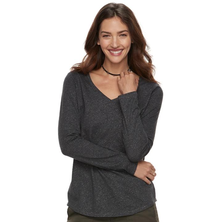 Women's Sonoma Goods For Life&trade; Essential V-neck Tee, Size: Xl, Dark Grey