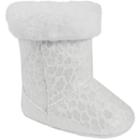 Baby Girl Wee Kids Faux-suede Faux-fur Trim Textured Boot Crib Shoes, Size: 2, White