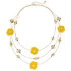 Yellow Flower Beaded Multi Strand Necklace, Women's