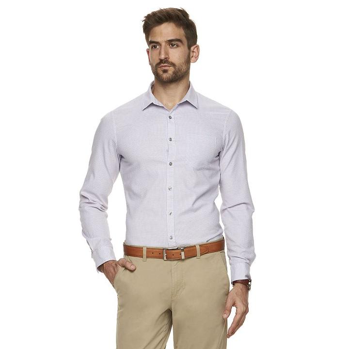 Men's Marc Anthony Extra-slim Textured Patterned Button-down Shirt, Size: Xxl, Med Purple