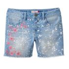 Girls 7-16 So&reg; Embroidered Flower Midi Jean Shorts, Girl's, Size: 12, Med Blue