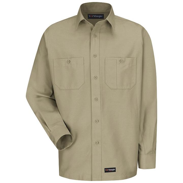 Men's Wrangler Workwear Work Shirt, Size: Xl, Beig/green (beig/khaki)