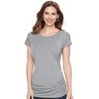 Maternity A:glow Ruched Snap-shoulder Nursing Tee, Women's, Size: L-mat, Dark Grey