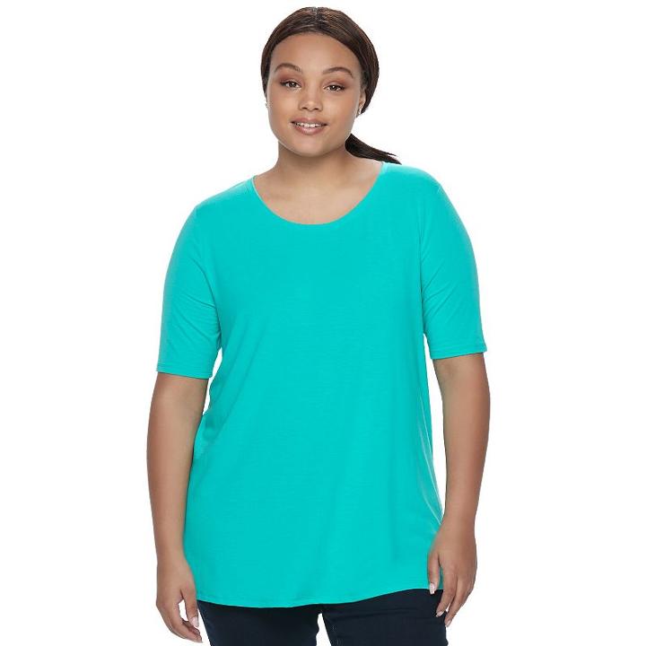 Juniors' Plus Size So&reg; Elbow Sleeve Tunic Tee, Teens, Size: 2xl, Turquoise/blue (turq/aqua)