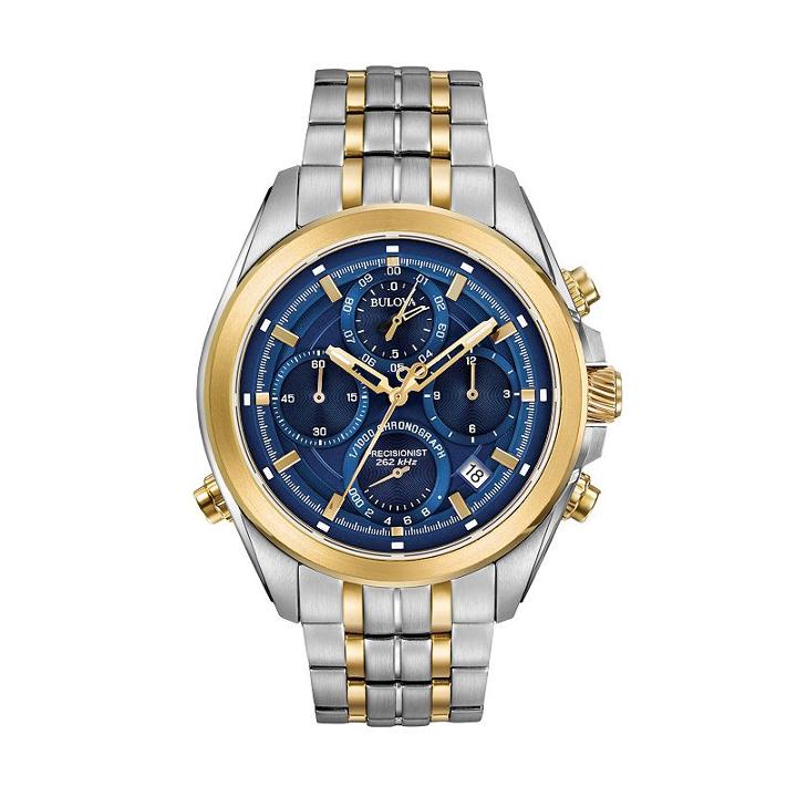 Bulova Men's Precisionist Two Tone Stainless Steel Chronograph Watch - 98b276, Multicolor