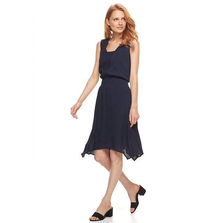 Women's Sharagano Crinkled Handkerchief-hem Dress, Size: 12, Blue (navy)