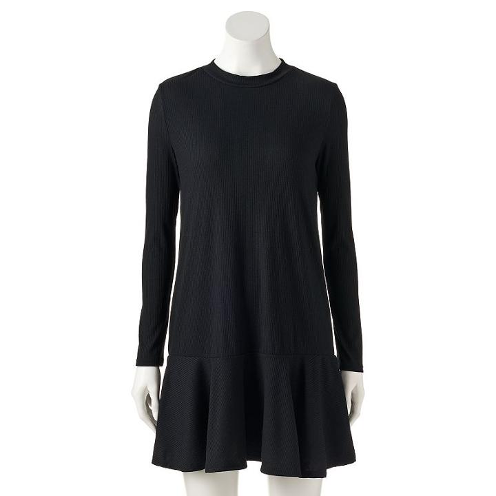 Juniors' Love, Fire Striped Mockneck Shift Dress, Girl's, Size: Small, Black