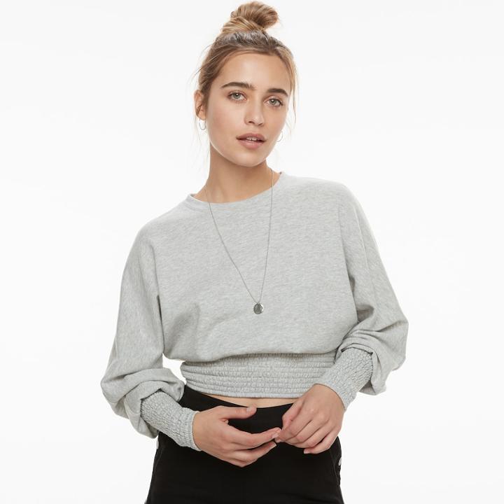 K/lab Ruched Cropped Sweatshirt, Teens, Size: Medium, Grey