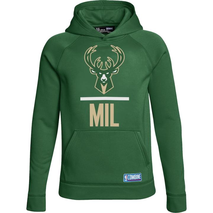 Boys 8-20 Under Armour Milwaukee Bucks Fleece Hoodie, Size: S 8, Green