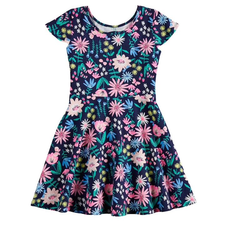 Girls 4-10 Jumping Beans&reg; Print Skater Dress, Size: 7, Blue