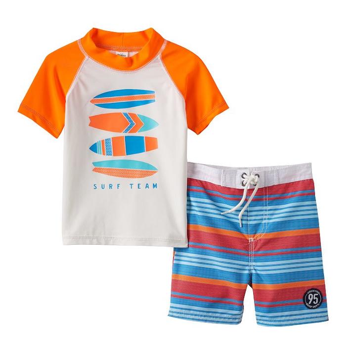 Boys 4-7 Oshkosh B'gosh&reg; Surf Team Rash Guard & Trunk Set, Boy's, Size: 5, Orange
