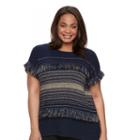 Plus Size Dana Buchman Fringe Dolman Sweater, Women's, Size: 3xl, Blue