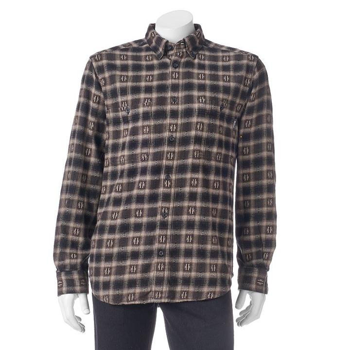 Men's Woolrich Trout Run Classic-fit Plaid Dobby Button-down Shirt, Size: Medium, Med Grey