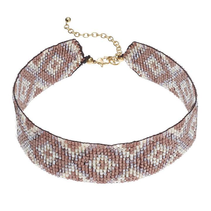 Brown Seed Bead Bird's-eye Choker Necklace, Women's, Brown Oth