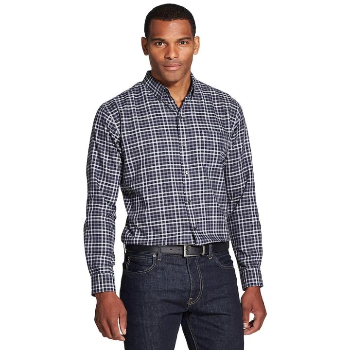 Men's Van Heusen Flex Classic-fit Non-iron Stretch Button-down Shirt, Size: Xxl, Med Blue
