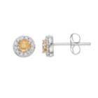 Lc Lauren Conrad 10k White Gold Citrine & 1/10 Carat T.w. Diamond Halo Stud Earrings, Women's, Yellow