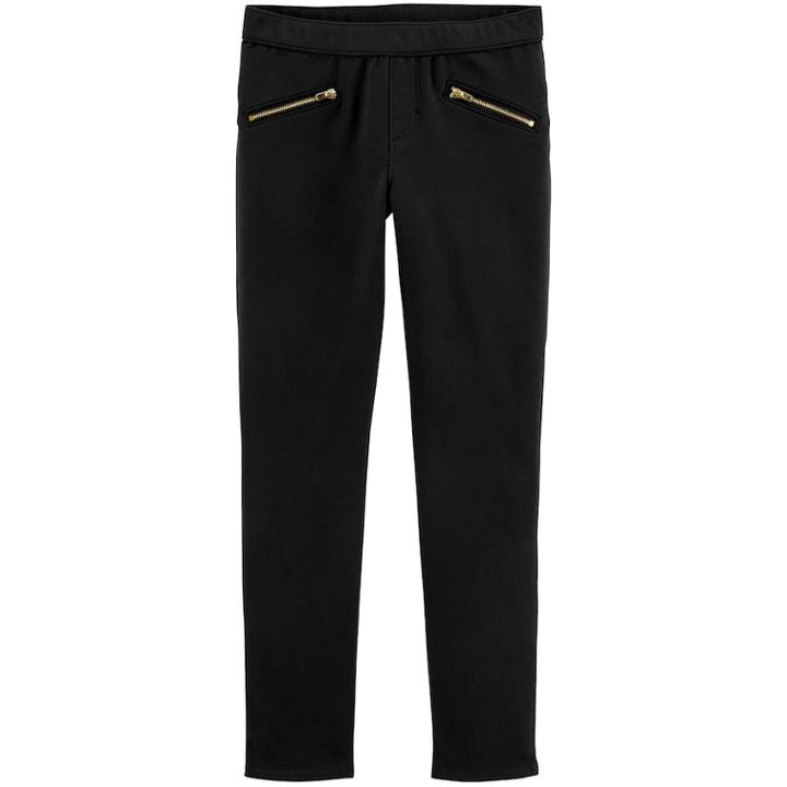 Girls 4-12 Oshkosh B'gosh&reg; Solid French Terry Jeggings, Size: 7, Black
