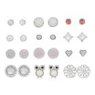 Mudd&reg; Flower, Heart & Owl Stud Earring Set, Teens, White