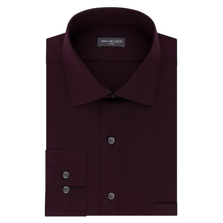 Men's Van Heusen Flex Collar Regular-fit Dress Shirt, Size: 16-34/35, Dark Red