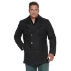Men's Andrew Marc Wool-blend Double-breasted Bibbed Peacoat, Size: L Tall, Dark Grey