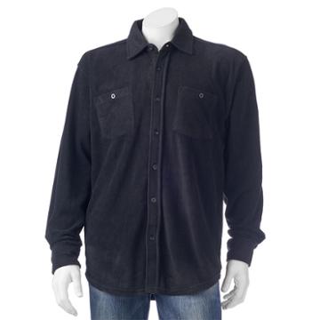 Men's Victory Rugged Wear Microfleece Button-down Shirt Jacket, Size: Medium, Black
