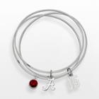 Logoart Alabama Crimson Tide Bcs National Champions Silver Tone Crystal Charm Bangle Bracelet Set, Women's, Grey