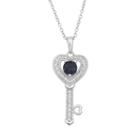 Blue Sapphire Sterling Silver Heart Key Pendant Necklace, Women's, Size: 18
