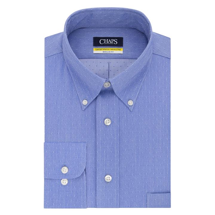 Men's Chaps Regular Fit Comfort Stretch Button-down Collar Dress Shirt, Size: 18-34/35, Brt Blue
