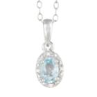 Sterling Silver Aquamarine & Diamond Accent Oval Halo Pendant, Women's, Blue