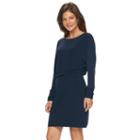 Women's Chaps Solid Blouson Dress, Size: Medium, Blue (navy)