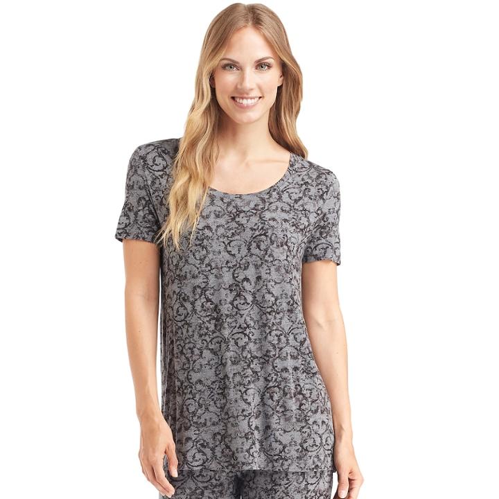 Plus Size Cuddl Duds Softwear Short Sleeve Tee, Women's, Size: 1xl, Silver
