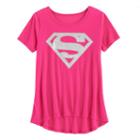 Girls 7-16 Dc Comics Superman Logo Glitter Graphic Tee, Size: Small, Brt Pink