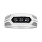 Men's 10k White Gold 1 Carat T.w. Black Diamond 3-stone Ring, Size: 12