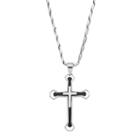 Men's Stainless Steel Cross Long Necklace, Size: 30, Black