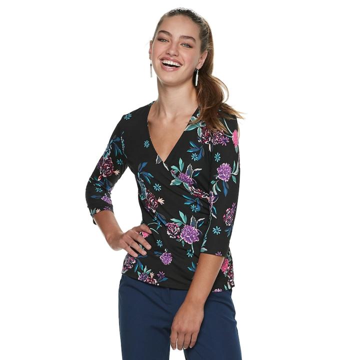 Juniors' Candie's&reg; Wrap Front Top, Teens, Size: Large, Grey (charcoal)