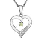 Sterling Silver Peridot Heart Pendant, Women's, Size: 18, Green
