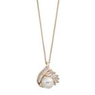 14k Gold Over Silver Freshwater Cultured Pearl & Lab-created White Sapphire Pendant, Women's, Size: 18