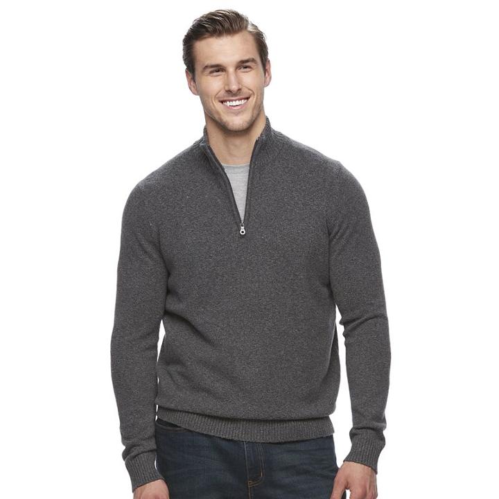 Big & Tall Croft & Barrow&reg; True Comfort Classic-fit Stretch Quarter-zip Sweater, Men's, Size: 3xl Tall, Dark Grey