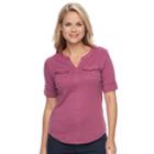 Petite Croft & Barrow&reg; Button-tab Top, Women's, Size: L Petite, Med Purple