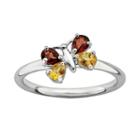 Stacks And Stones Sterling Silver Citrine And Garnet Butterfly Stack Ring, Women's, Size: 7, Multicolor