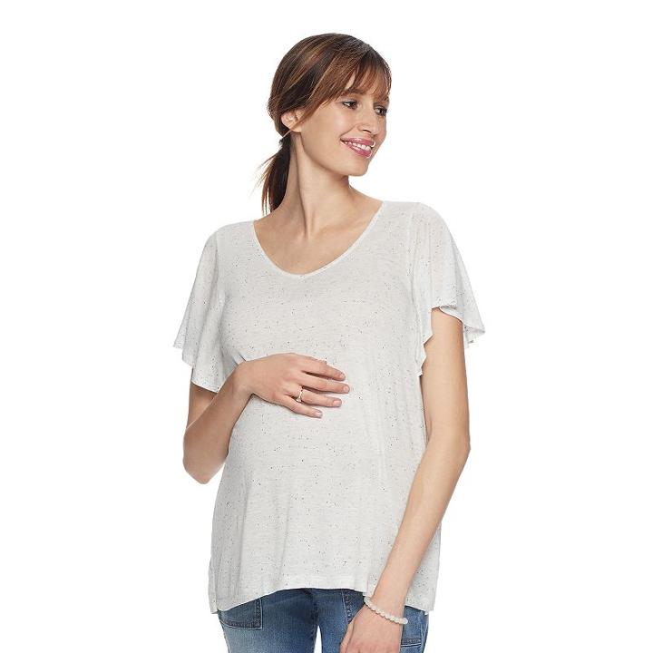 Maternity A:glow Nep V-neck Tee, Women's, Size: L-mat, Med Blue