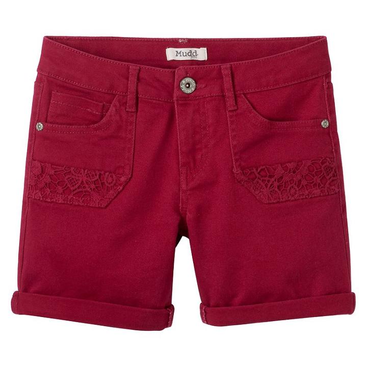 Girls Plus Size Mudd&reg; Crochet Pocket Shorts, Girl's, Size: 16 1/2, Red