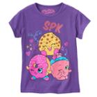 Girls 4-6x Shopkins Glitter Spk Tee, Girl's, Size: 5, Purple