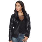 Women's Rock & Republic&reg; Faux Leather Moto Jacket, Size: Medium, Black