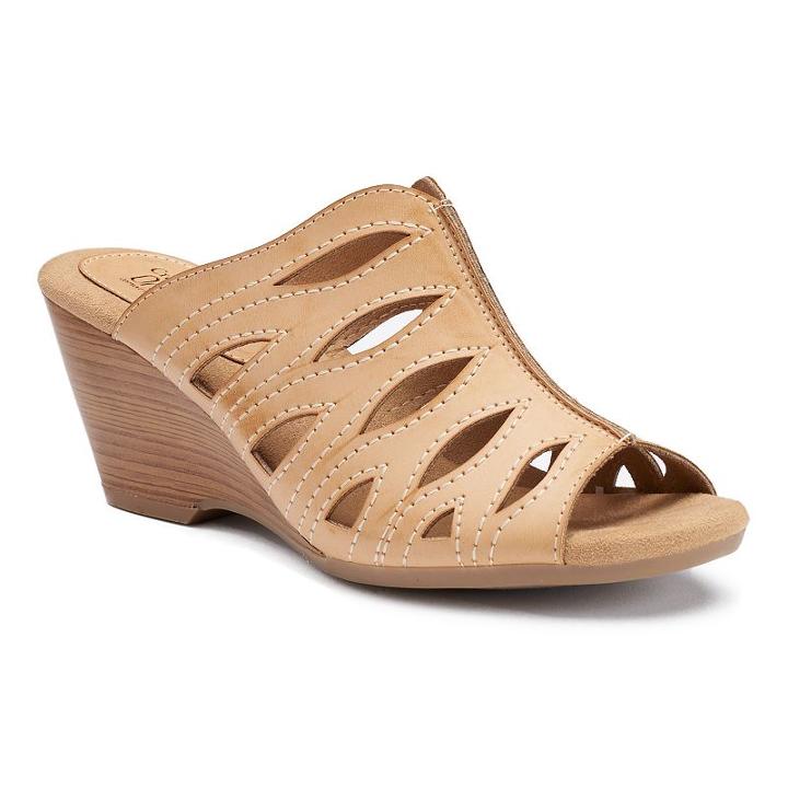 Croft & Barrow&reg; Women's Ortholite Stacked Wedge Sandals, Size: 7, Natural