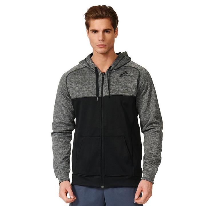 Men's Adidas Colorblock Fleece Pullover, Size: Medium, Dark Grey