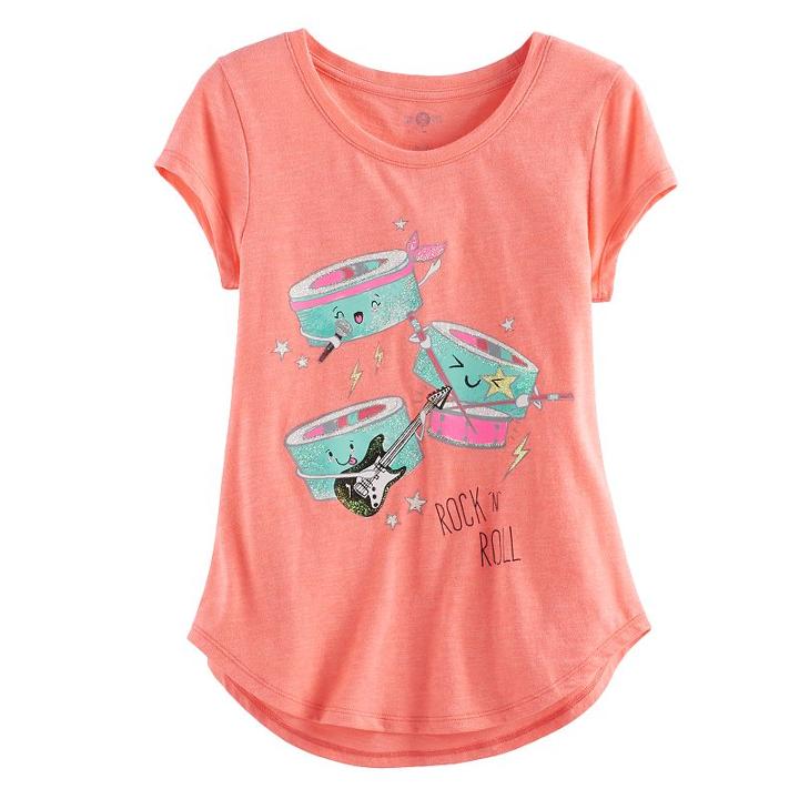 Girls 7-16 & Plus Size So&reg; Rolled Cuff Graphic Tee, Girl's, Size: 18 1/2, Brt Orange