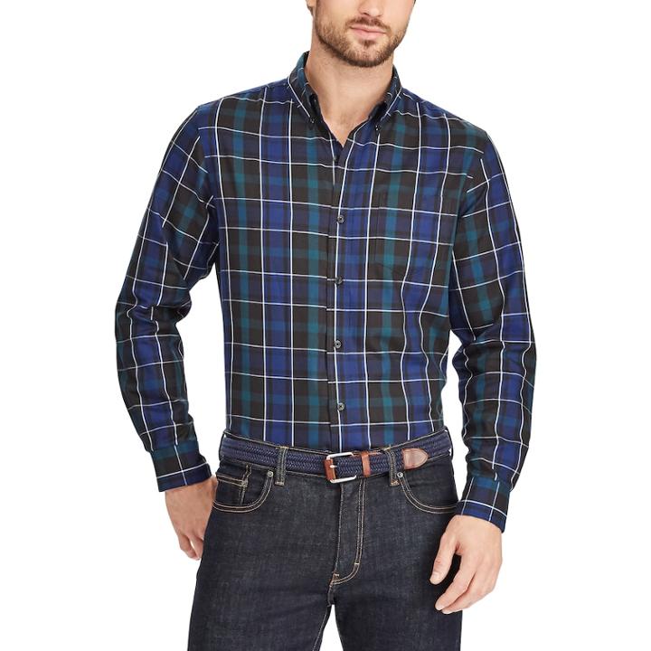 Big & Tall Chaps Classic-fit Easy-care Button-down Shirt, Men's, Size: 3xb, Blue (navy)